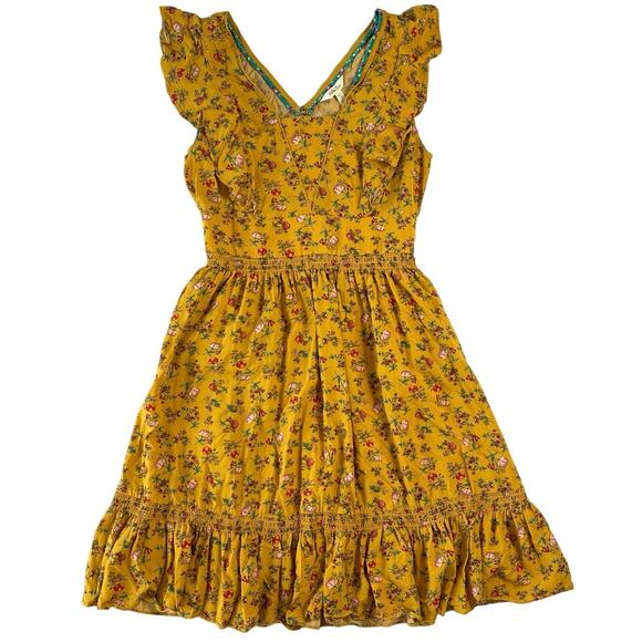 Matilda Jane Women's Small Fantasy Fancy Fairy Whimsical Yellow Floral Dress - Picture 2 of 6